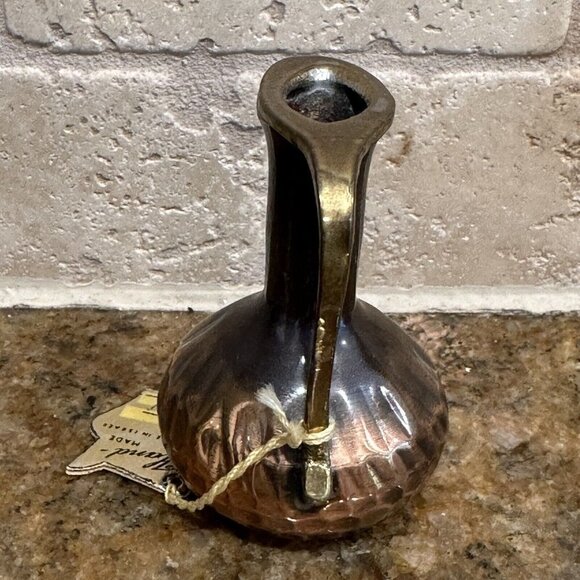 VTG Israel Ora Pitcher 3" Mini Copper Hammered Tax Stickers Attached New - Picture 4 of 6